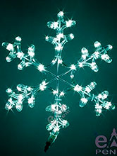 Фигурные световые изделия из дюралайта Снежинка с белыми светодиодными (LED) лампочками (новинка) 35 см м